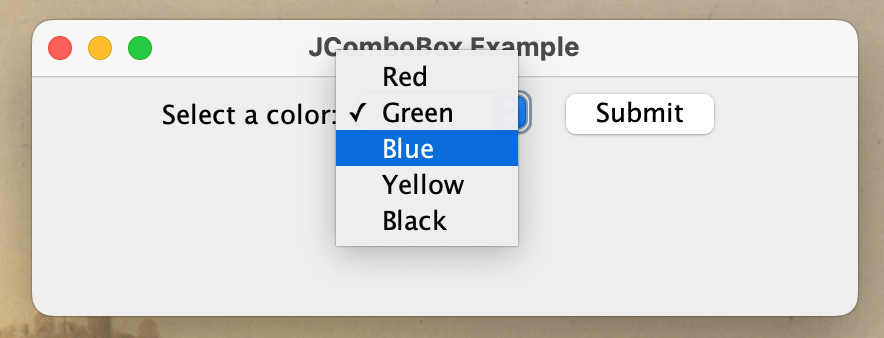 JComboBox Example